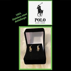 Polo stainless steel earrings gold tone